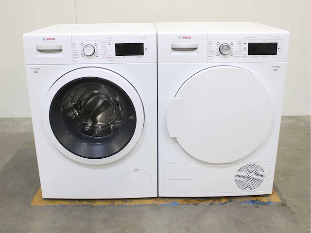 Bosch serie|8 varioperfect wasmachine & bosch serie|8 selfcleaning condenser wasdroger - afbeelding 1 van  8