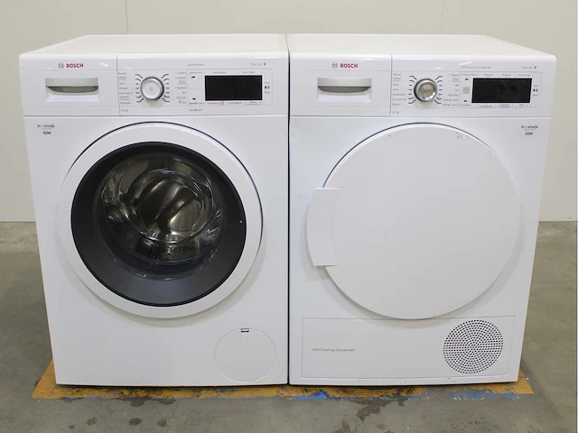 Bosch serie|8 varioperfect wasmachine & bosch serie|8 selfcleaning condenser wasdroger - afbeelding 1 van  8