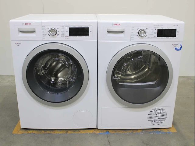 Bosch serie|8 varioperfect wasmachine & bosch serie|8 selfcleaning condenser wasdroger - afbeelding 1 van  8