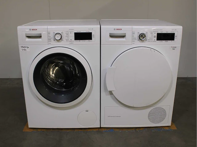 Bosch serie|8 varioperfect wasmachine & bosch serie|8 selfcleaning condenser wasdroger - afbeelding 1 van  8