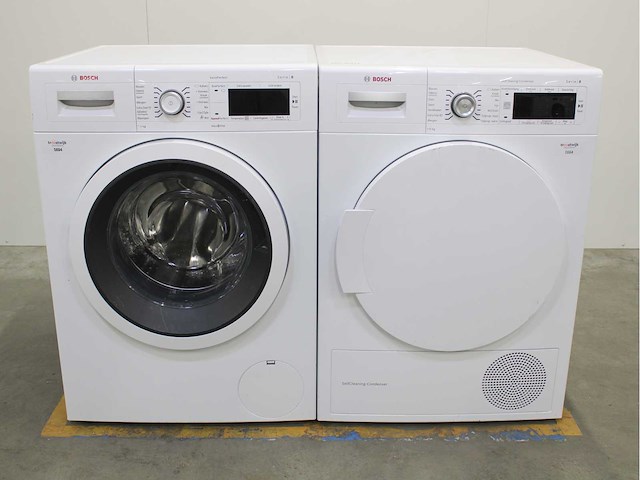 Bosch serie|8 varioperfect wasmachine & bosch serie|8 selfcleaning condenser wasdroger - afbeelding 1 van  8