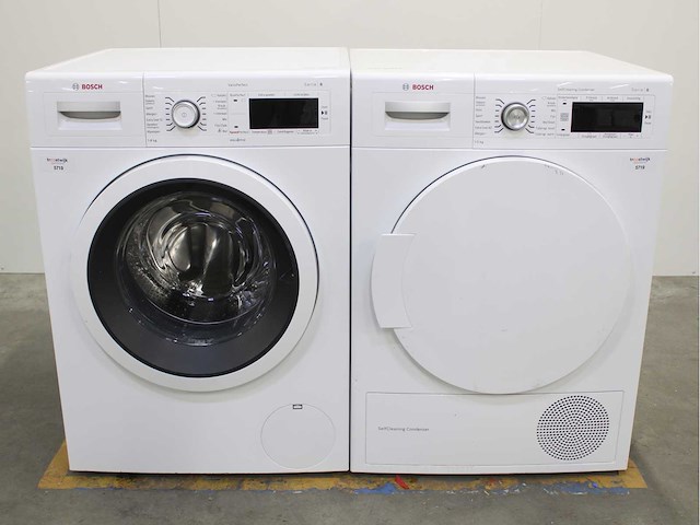 Bosch serie|8 varioperfect wasmachine & bosch serie|8 selfcleaning condenser wasdroger - afbeelding 1 van  7
