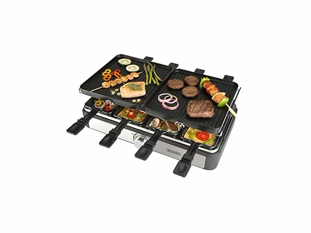 Bourgini gourmet raclette grill plus 8 personen afneembare en omkeerbare grillplaten - afbeelding 1 van  3