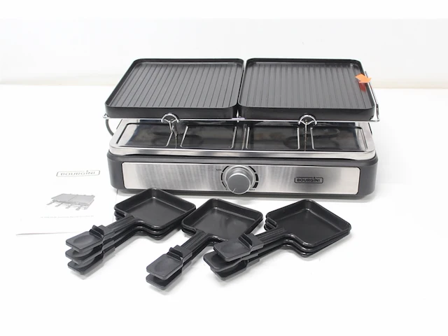 Bourgini gourmet raclette grill plus 8 personen afneembare en omkeerbare grillplaten - afbeelding 2 van  3