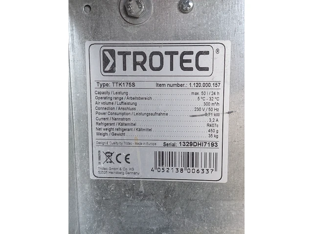 Bouwdroger - 50l - 230v trotec, ttk 0175 s, bouwjaar 2013 - afbeelding 9 van  9