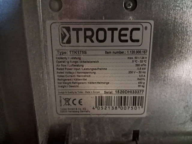 Bouwdroger - 50l - 230v trotec, ttk 0175 s, bouwjaar 2015 - afbeelding 2 van  10