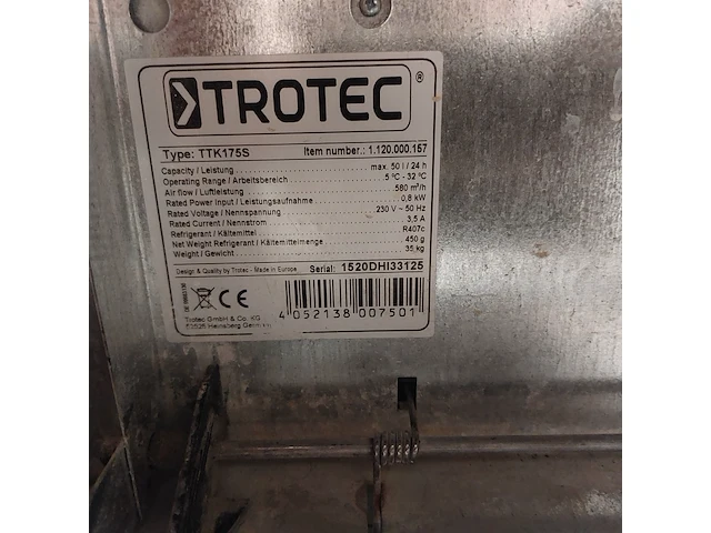 Bouwdroger - 50l - 230v trotec, ttk 0175 s, bouwjaar 2015 - afbeelding 7 van  7