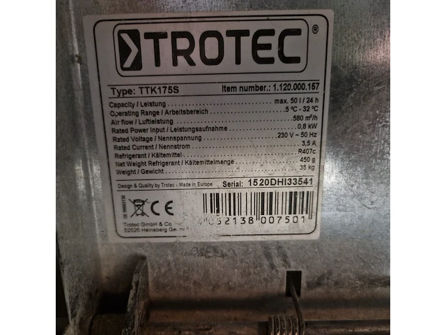 Bouwdroger - 50l - 230v trotec, ttk 0175 s, bouwjaar 2015 - afbeelding 5 van  5