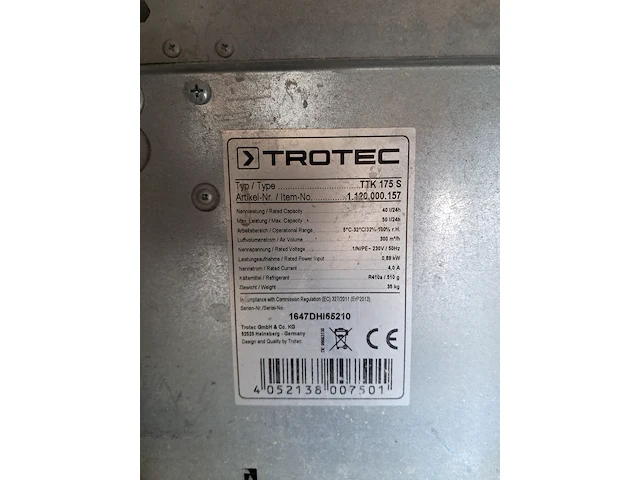 Bouwdroger - 50l - 230v trotec, ttk 0175 s, bouwjaar 2016 - afbeelding 5 van  5