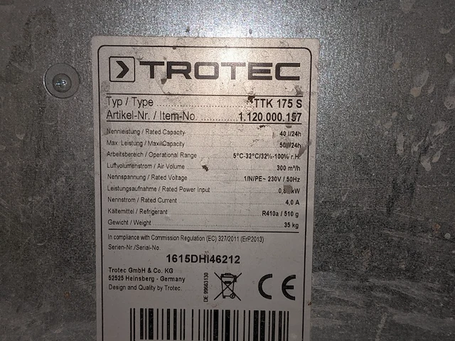 Bouwdroger - 50l - 230v trotec, ttk 0175 s, bouwjaar 2016 - afbeelding 4 van  12