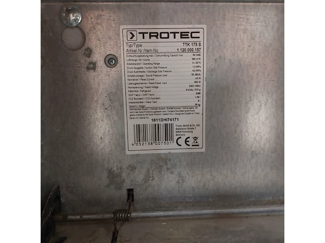 Bouwdroger - 50l - 230v trotec, ttk 0175 s, bouwjaar 2018 - afbeelding 7 van  7