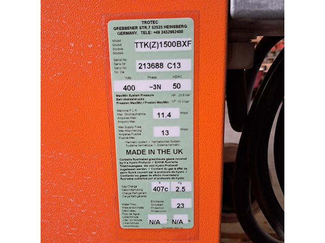 Bouwdroger 450l 400v trotec, ttk 1500, bouwjaar 2013 - afbeelding 7 van  7