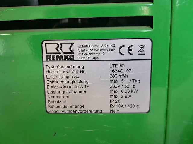 Bouwdroger 50l 230v remko, lte50, bouwjaar 2019 - afbeelding 8 van  8