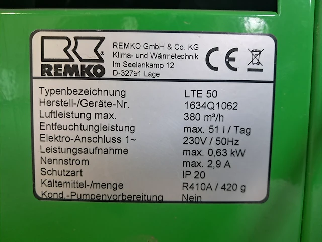 Bouwdroger 50l 230v remko, lte50, bouwjaar 2019 - afbeelding 5 van  5