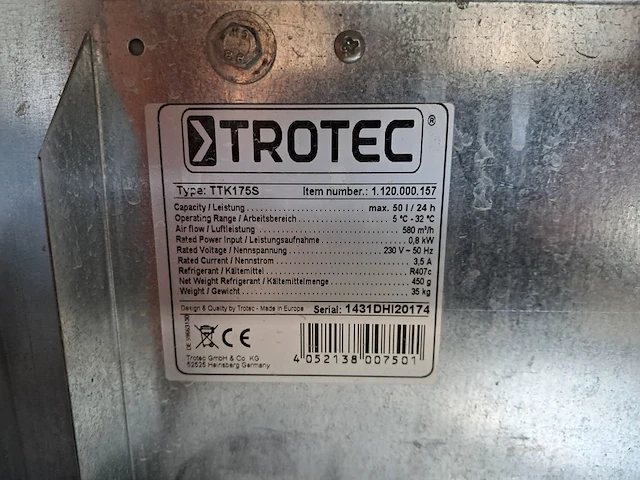 Bouwdroger 50l 230v trotec, ttk 0175 s, bouwjaar 2014 - afbeelding 6 van  6
