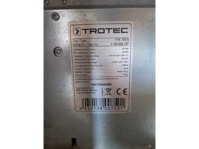 Bouwdroger 50l 230v trotec, ttk 0175 s, bouwjaar 2016 - afbeelding 5 van  5