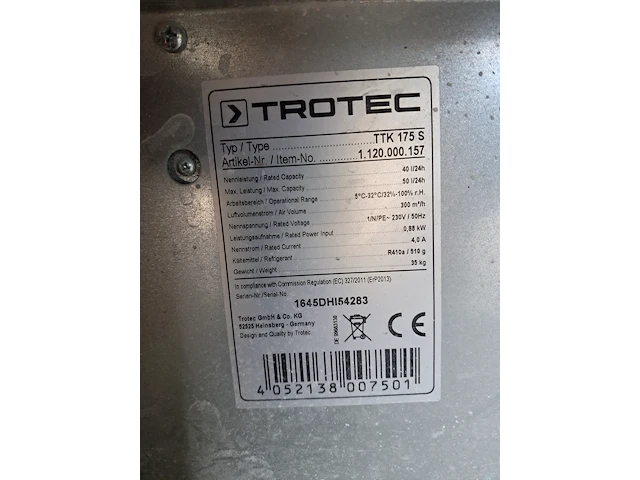 Bouwdroger 50l 230v trotec, ttk 0175 s, bouwjaar 2016 - afbeelding 5 van  5