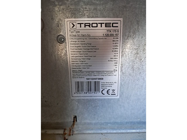 Bouwdroger 50l 230v trotec, ttk 0175 s, bouwjaar 2018 - afbeelding 5 van  5