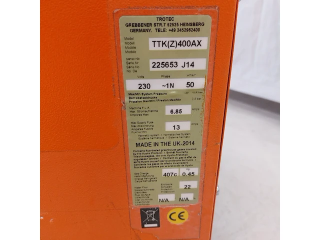 Bouwdroger 75l 230v trotec, ttk 400, bouwjaar 2014 - afbeelding 7 van  7