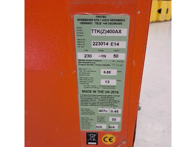 Bouwdroger 75l 230v trotec, ttk 400, bouwjaar 2014 - afbeelding 6 van  6