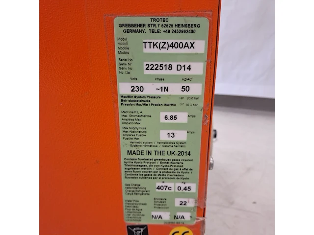 Bouwdroger 75l 230v trotec, ttk 400, bouwjaar 2014 - afbeelding 6 van  6