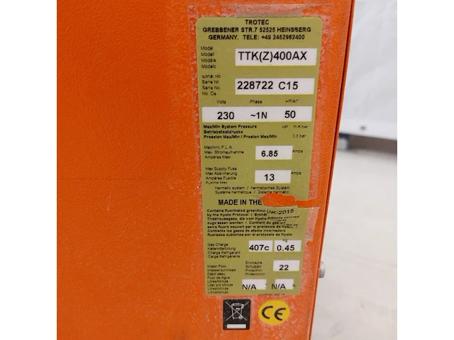 Bouwdroger 75l 230v trotec, ttk 400, bouwjaar 2015 - afbeelding 7 van  7