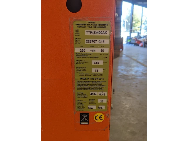 Bouwdroger 75l 230v trotec, ttk 400, bouwjaar 2015 - afbeelding 6 van  9