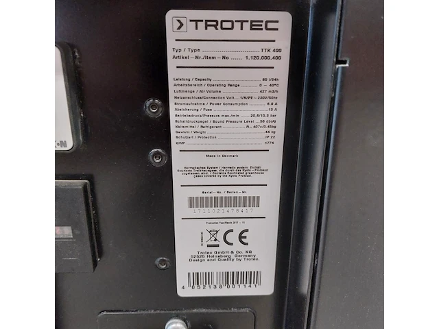 Bouwdroger 75l 230v trotec, ttk 400, bouwjaar 2017 - afbeelding 6 van  6