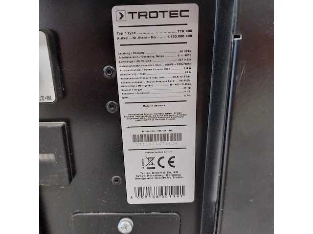 Bouwdroger 75l 230v trotec, ttk 400, bouwjaar 2017 - afbeelding 6 van  6