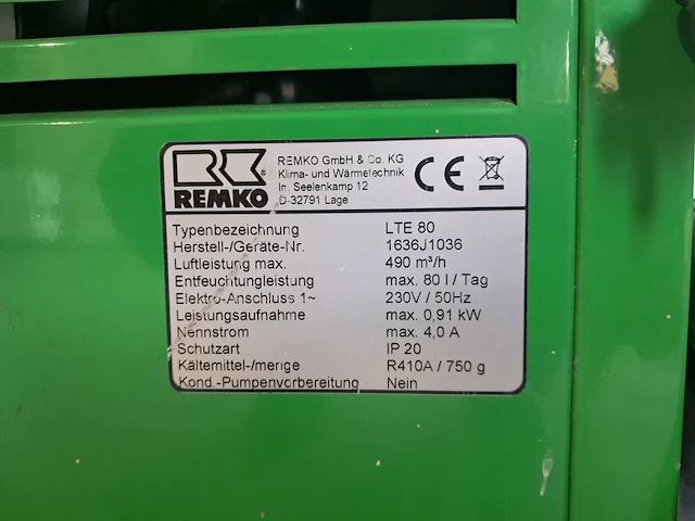 Bouwdroger 82l 230v remko, lte80, bouwjaar 2018 - afbeelding 6 van  6