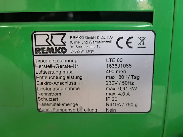 Bouwdroger 82l 230v remko, lte80, bouwjaar 2018 - afbeelding 5 van  5