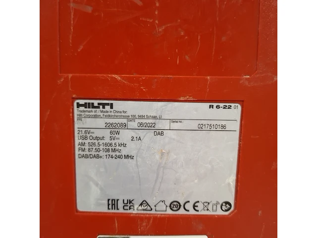 Bouwradio, hilti, r 6-22, 2022 - afbeelding 6 van  6