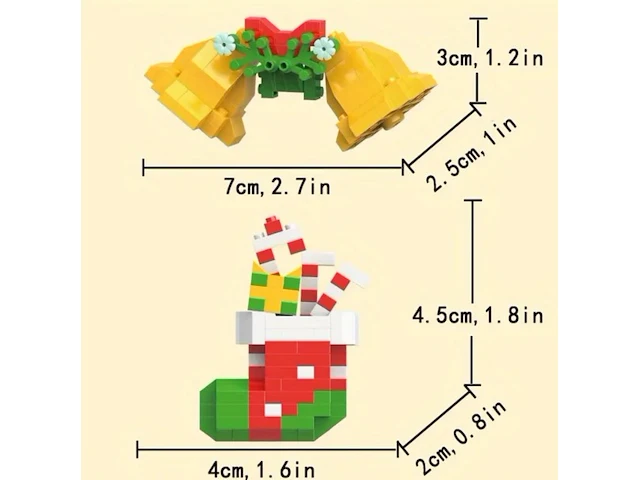 Bouwstenen kerst bellen en sok, 4 stuks - afbeelding 3 van  7