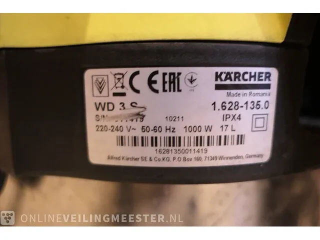 Bouwstofzuiger karcher, wd 3 s - afbeelding 4 van  5