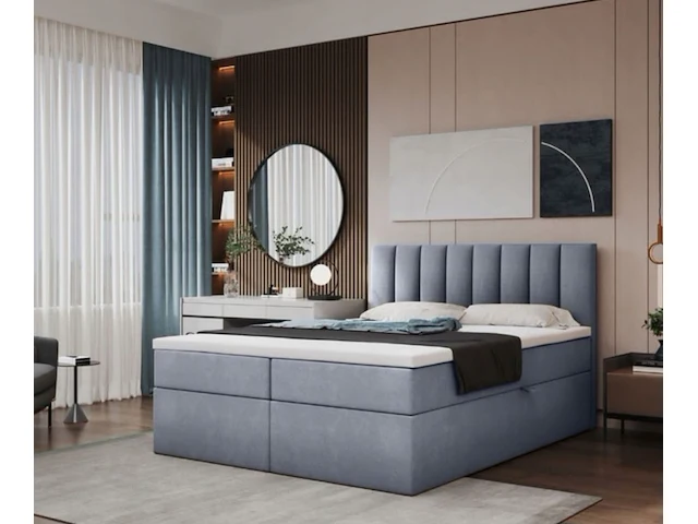 Boxspring 140x200 grijs met opbergfunctie sanderz, grijs, 2025 - afbeelding 1 van  4