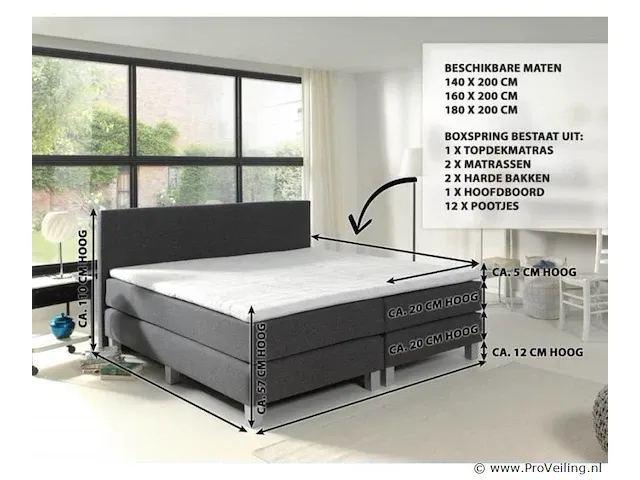 Boxspring miami 2.0, 140x200 cm, licht grijs - afbeelding 7 van  10