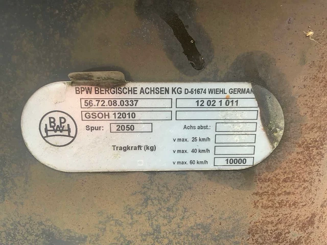 Bpw 56.72.08.0337 gs 12010 as 10-steeks spoor 205cm - afbeelding 17 van  18