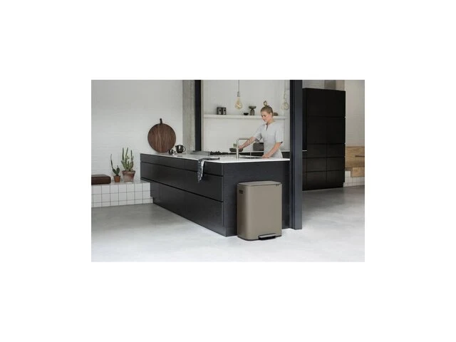Brabantia bo prullenbak - 2 x 30 liter - afvalscheiding - platinum - afbeelding 2 van  4