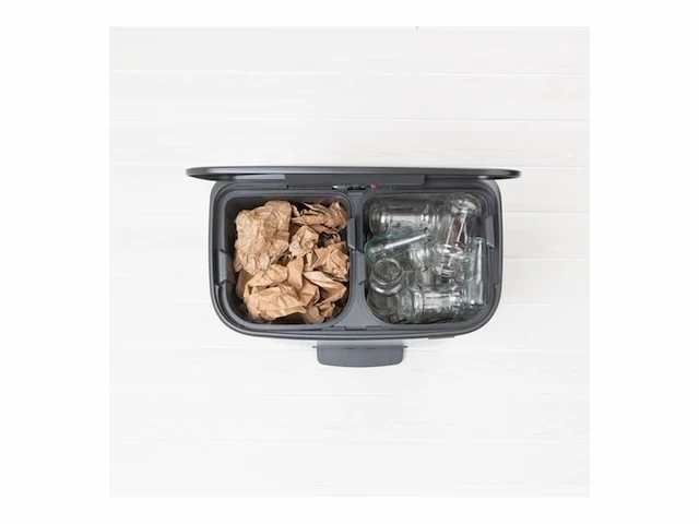 Brabantia bo prullenbak - 2 x 30 liter - met 80 vuilniszakken - afvalscheiding - matt black - afbeelding 2 van  6