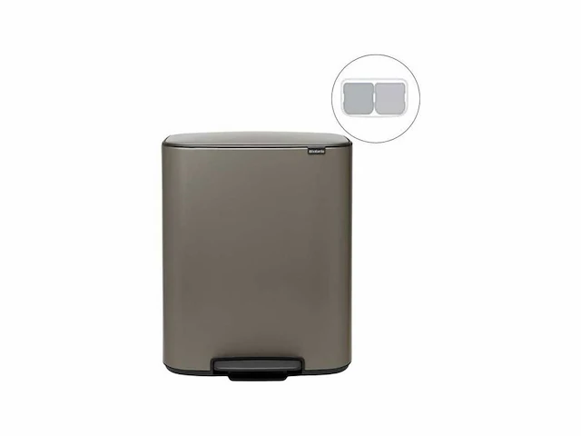Brabantia bo prullenbak - 2 x 30 liter - platinum - afbeelding 1 van  4