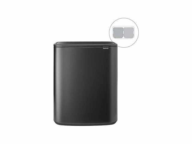 Brabantia bo touch bin prullenbak - 2 x 30 liter - afvalscheiding - confident grey - afbeelding 1 van  2