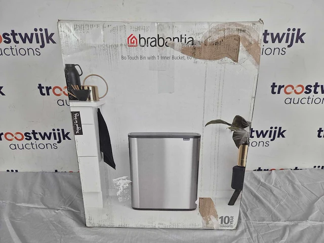 Brabantia bo touch bin prullenbak - 60 liter - mineral concrete grey - afbeelding 2 van  2