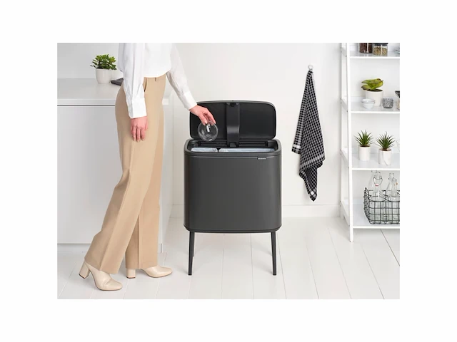 Brabantia bo touch bin prullenbak 11 + 23 liter afvalscheiding confident grey - afbeelding 4 van  6