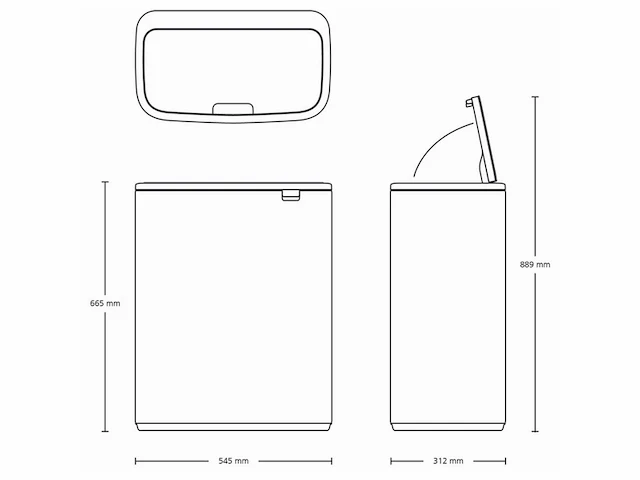 Brabantia bo touch bin xl, matt black 60l - afbeelding 2 van  4
