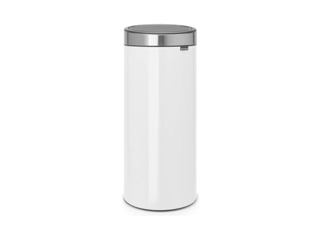 Brabantia touch bin prullenbak 30 liter wit / matt steel fingerprint proof deksel - afbeelding 1 van  1