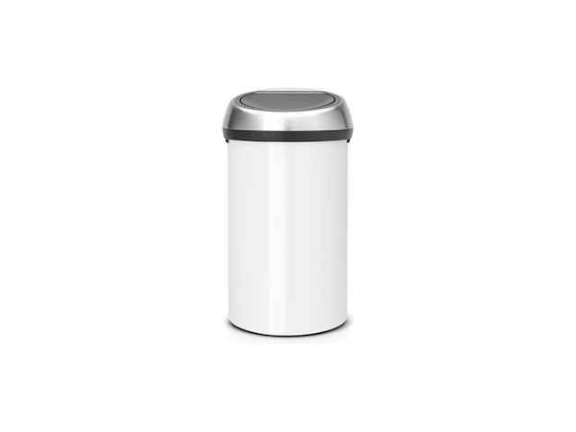 Brabantia touch bin prullenbak 60 l wit met matt steel fingerprint proof deksel - afbeelding 1 van  3