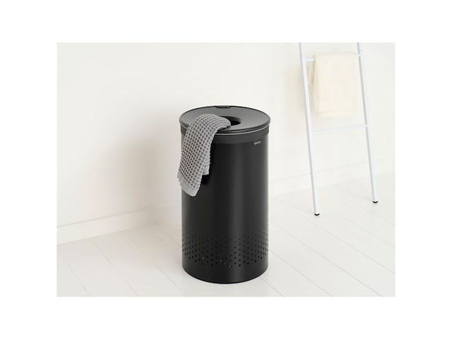 Brabantia wasmand - met deksel - 60 l - matt black / dark grey - afbeelding 4 van  6