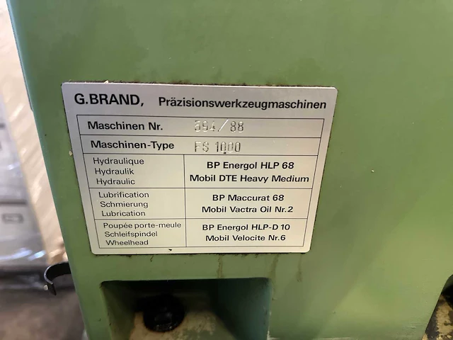 Brand - fs 1000 - surface grinding machine - 1988 - afbeelding 6 van  8