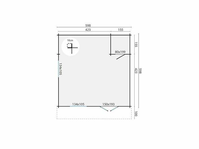 Brandenburg - tuinhuis 44mm 5980x6980x3040mm onbehandeld - afbeelding 2 van  6