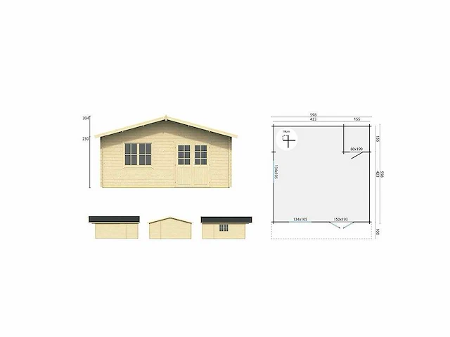 Brandenburg - tuinhuis 44mm 5980x6980x3040mm onbehandeld - afbeelding 4 van  6